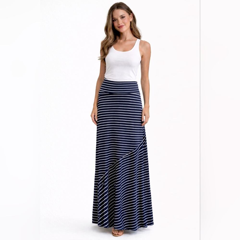 Sonoma Navy & White Angled Striped Maxi Skirt Sz. S#24